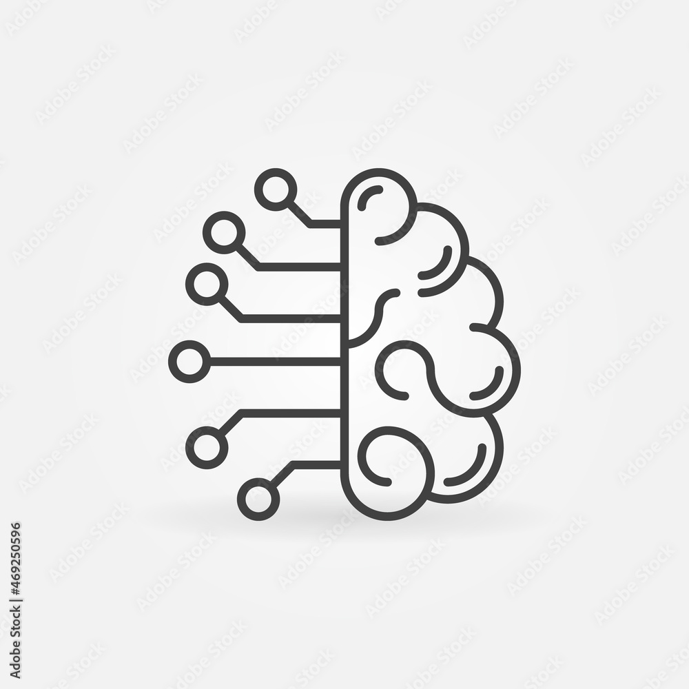 Artificial Intelligence Brain outline minimal vector concept icon Artificial Intelligence Brain outline minimal vector concept icon