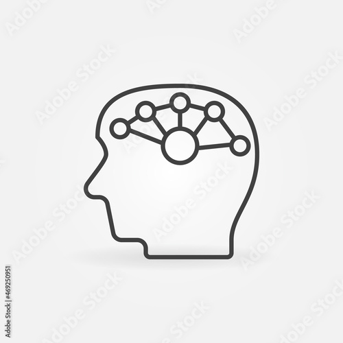 Human Head with Brain Synapses vector concept line icon