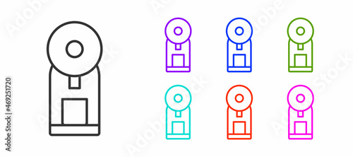 Black line Smart coffee machine system icon isolated on white background. Internet of things concept with wireless connection. Set icons colorful. Vector