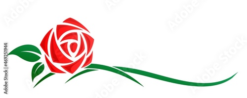 A symbol of a stylized garden rose.