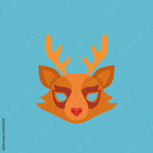 Cute Deer Animal Face Element or Carnival Mask. Item for Selfie or Booth Photo and Video Chat Filter. Christmas Decor