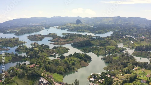 epic aerial view of nature landscape with many lakes and rivers in south america