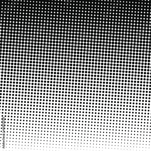 White and black circles, gradient halftone background. Vector illustration.