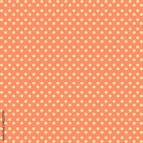Yellow and orange Polka Dot seamless pattern. Vector background.