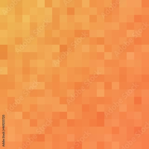 Abstract orange mosaic background. Squares pattern pixel art. Vector illustration.