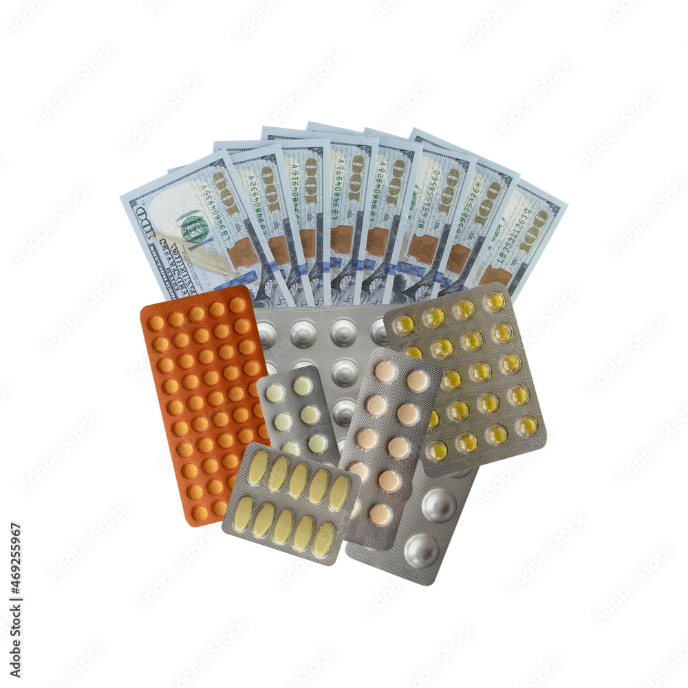 Pills and money.  Diseases. Health care. Paid medicine.  Dollar