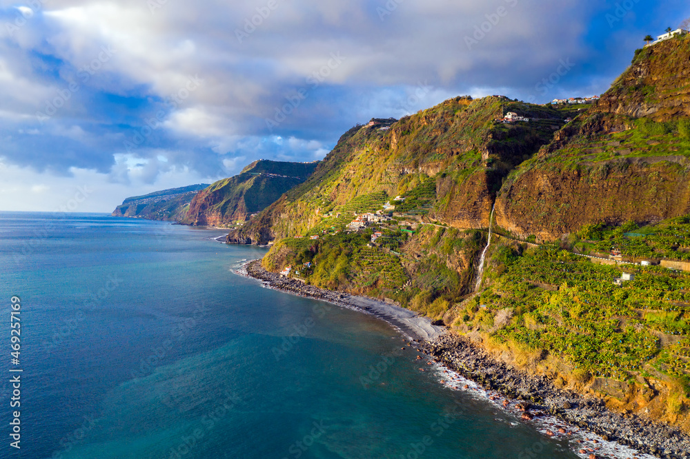 Fototapeta premium Aerial view of the scenic coastline of Madeira, Portugal