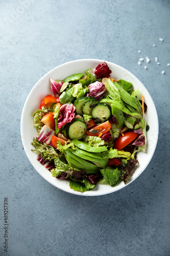 Healthy vegetable salad with avocado