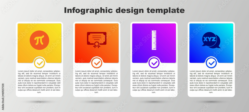 Set Pi symbol, Certificate template, Ruler and XYZ Coordinate system. Business infographic template. Vector Set Pi symbol, Certificate template, Ruler and XYZ Coordinate system. Business infographic template. Vector