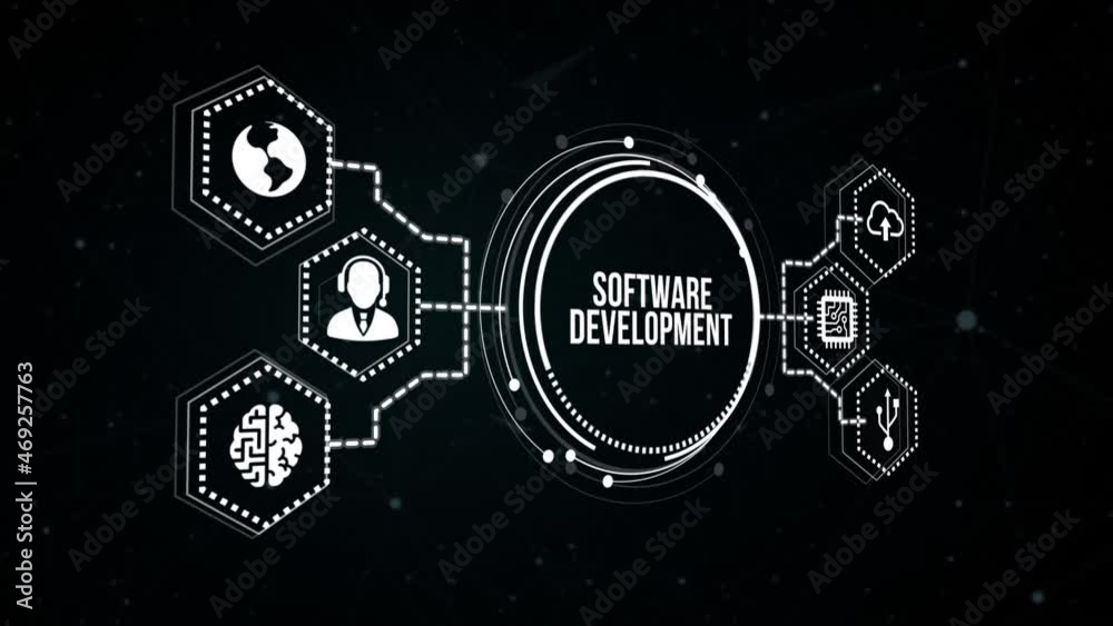 Internet, business, Technology and network concept. Inscription Software Development on the virtual display. Virtual button. Internet, business, Technology and network concept. Inscription Software Development on the virtual display. Virtual button.