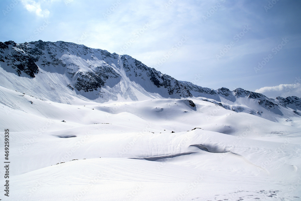Winter mountain landscape, Valley of five Ponds, Tatra Mountains, Poland