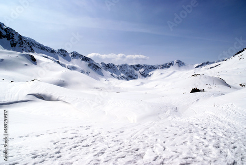Winter mountain landscape, Valley of five Ponds, Tatra Mountains, Poland
