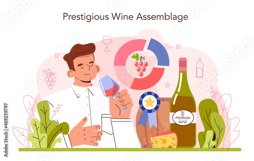 Wine production concept. Wine aging in a wood barrel or clay amphora.