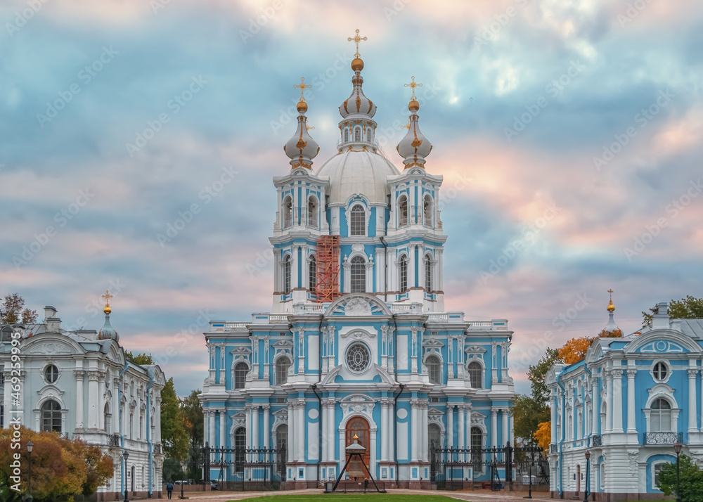 The outstanding architecture of Saint Petersburg. Smolny Convent of the Resurrection