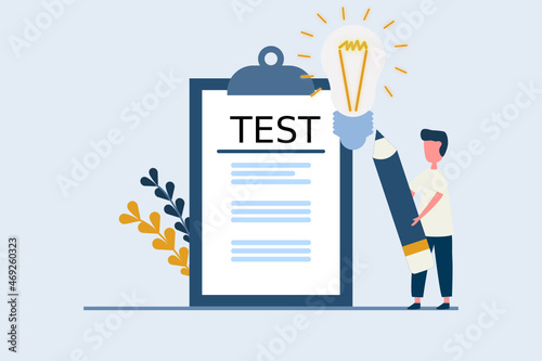 school student filling out answers to exams and tests