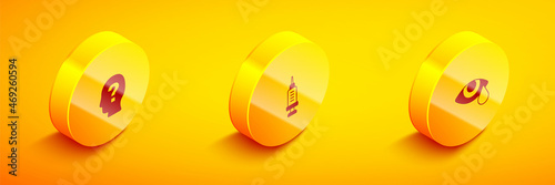 Set Isometric Head with question mark, Addiction to the drug and Tear cry eye icon. Vector