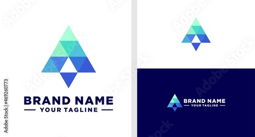 ROCKET LOGO GEOMETRIC TRAINGLE TECHNOLOGY EDITABLE