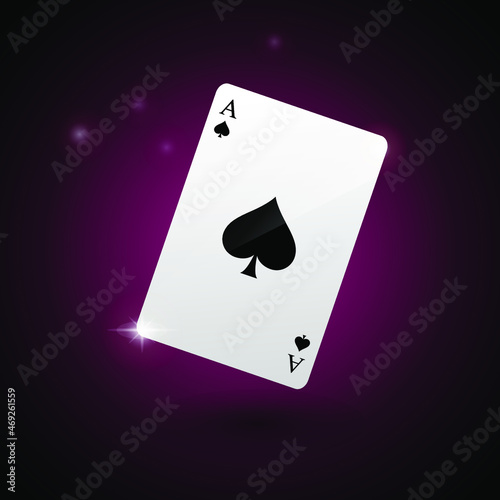 Illustration of playing card ace of spades, vector