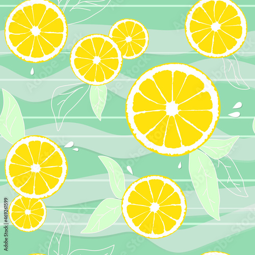 Summer Vector Seamless Pattern With Lemon Slices