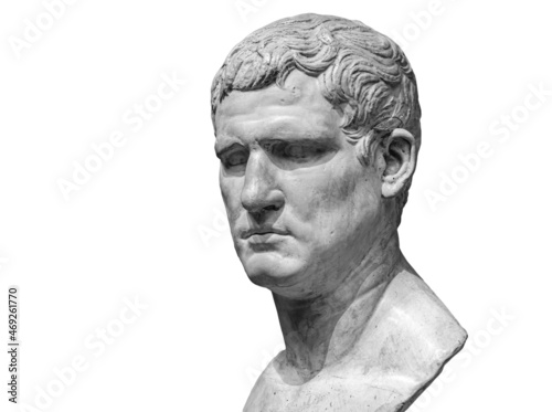 Portrait of Roman general, statesman, and architect Marcus Vipsanius Agrippa isolated on white background photo