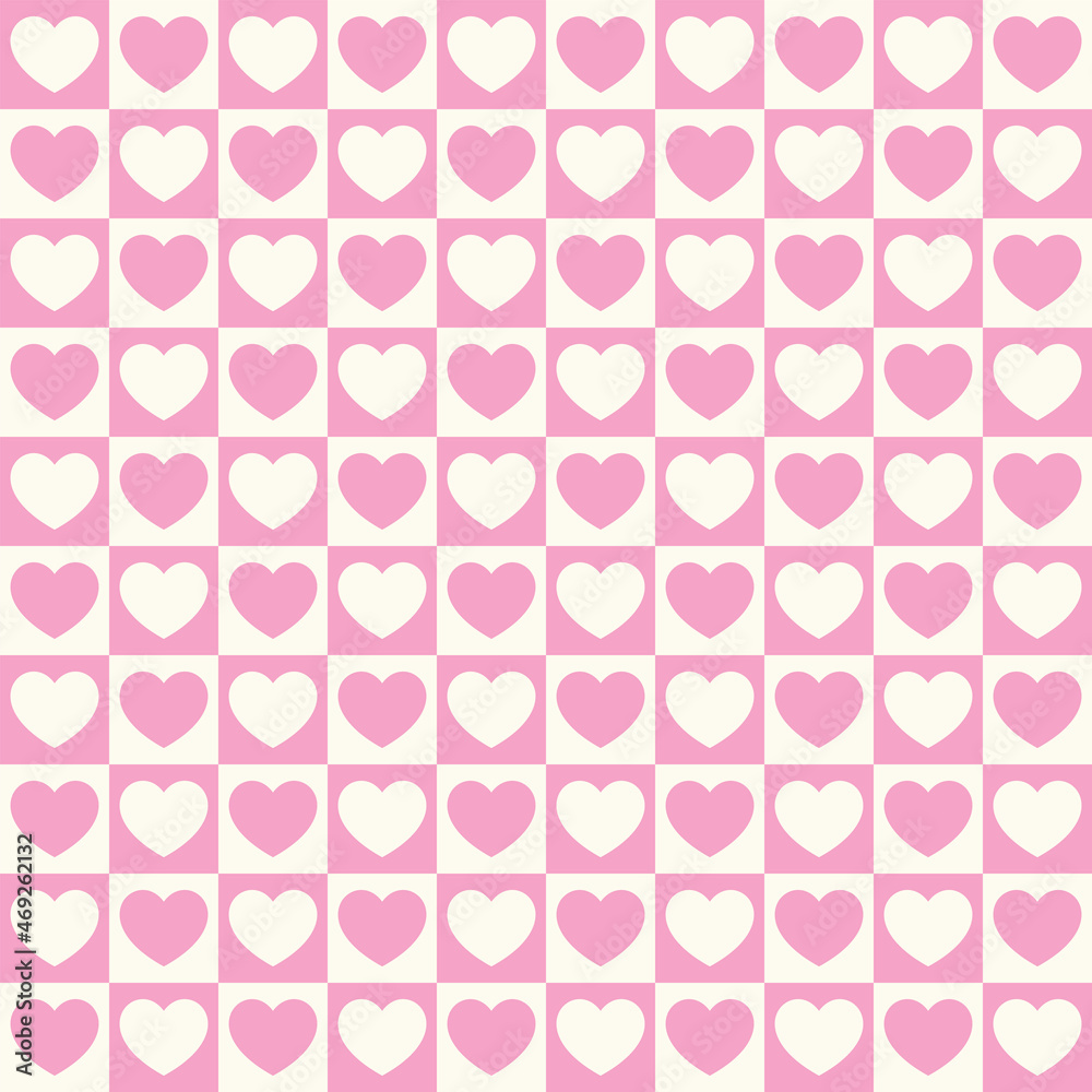 Tiny hearts chess grid seamless pattern. Cute little repeating hearts vector illustration. Love and relationship, valentine day. Print for fabric, paper, packaging, stationery. Tiny hearts chess grid seamless pattern. Cute little repeating hearts vector illustration. Love and relationship, valentine day. Print for fabric, paper, packaging, stationery.