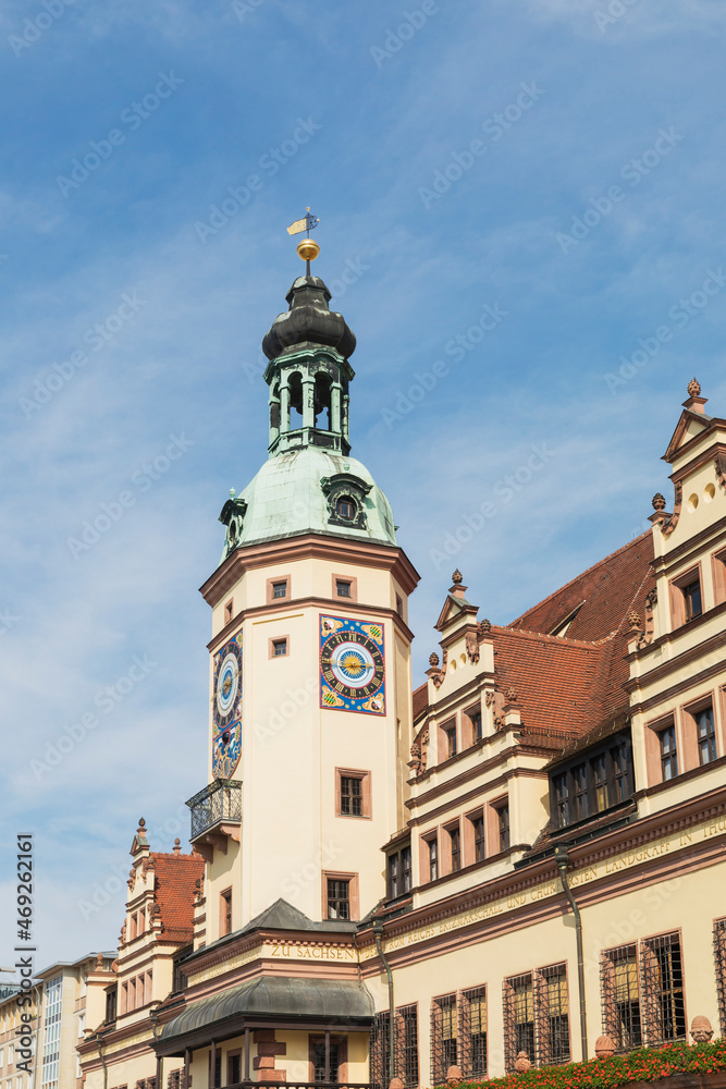 Germany, Saxony, Leipzig, Clock tower of Old City Hall Germany, Saxony, Leipzig, Clock tower of Old City Hall