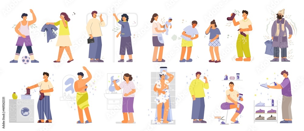 Fototapeta premium Body Odor People Set