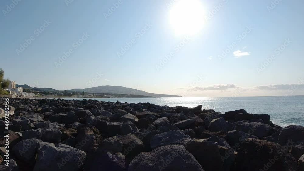 rough wild coast of azores island sao miguel