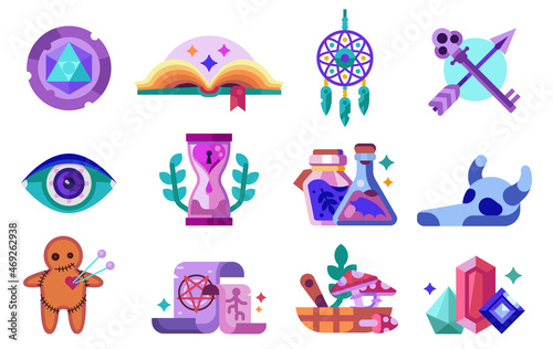 Witchcraft and Magic Occult Alchemy Flat Icons