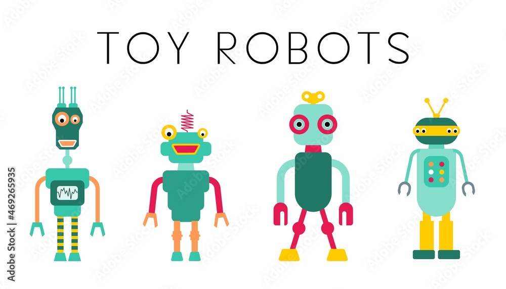 Obraz premium Toy robots vector collection