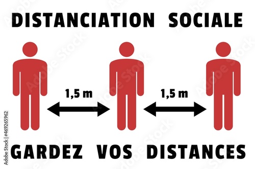 French language social distancing vector