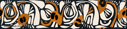 Hand drawn geometric abstract pattern with leopard skin. Collage contemporary print. Fashionable template for design.