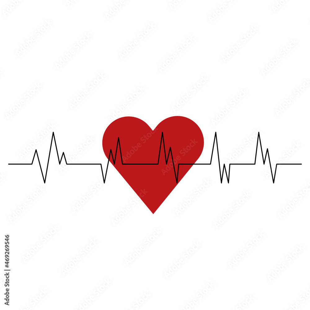 Heart beat icon. Cardiogram of the heart in flat style on white background. Vector flat illustration. Heart beat icon. Cardiogram of the heart in flat style on white background. Vector flat illustration.