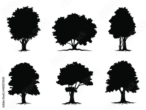 collection silhouette black tree Symbol style and white background. Can be used for your work. © CHANTHIMA SAENUBON