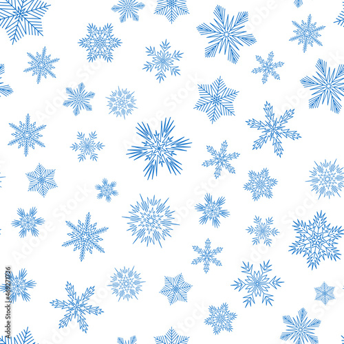 christmas seamless pattern, blue crystal snowflake for textile, wallpaper and wrapping paper