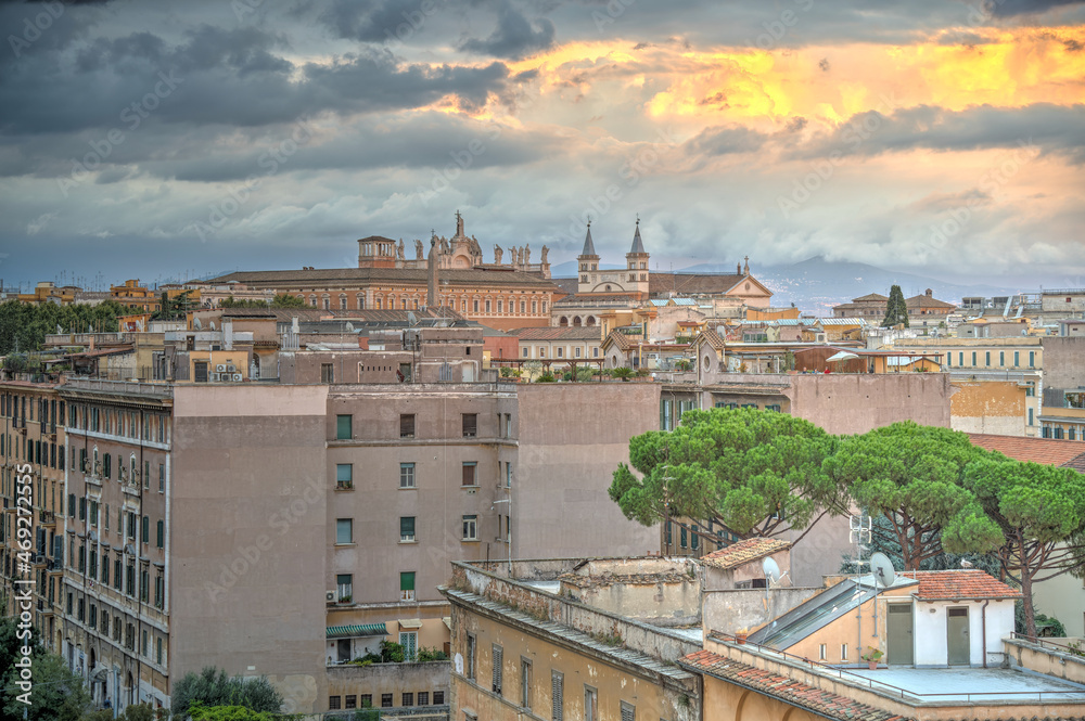 Rome cityscape at sunset, HDR Image