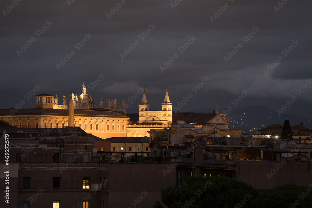 Rome cityscape at sunset, HDR Image