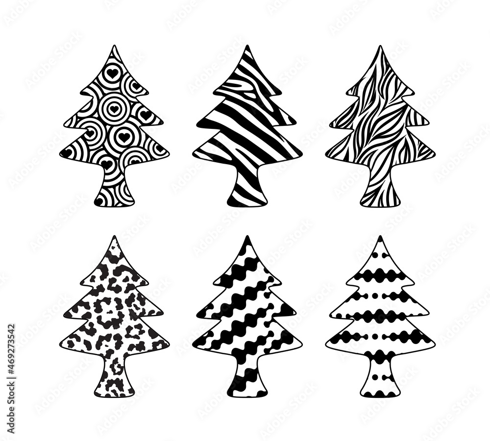 Christmas tree idea creative design. animal print, nature and abstract print. Merry christmas vector illustration. Christmas tree idea creative design. animal print, nature and abstract print. Merry christmas vector illustration.