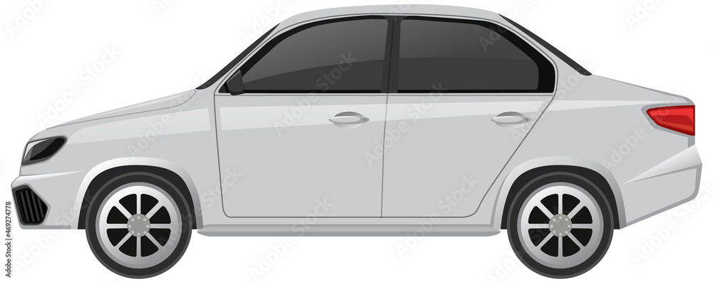 White sedan car isolated on white background