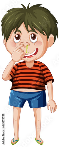 Snot boy cartoon character on white background