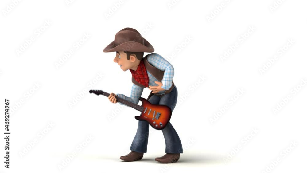 Fun 3D cartoon cowboy with a guitar Fun 3D cartoon cowboy with a guitar