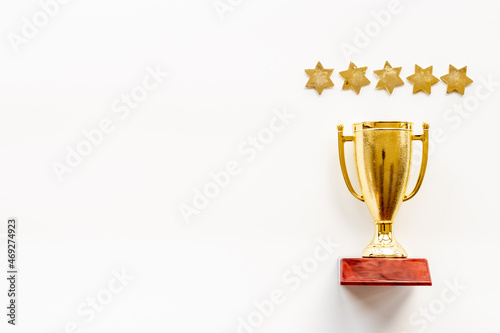Best of the best - five stars rating and winner trophy cup for winner
