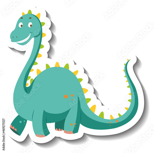 Cute green dinosaur cartoon character sticker