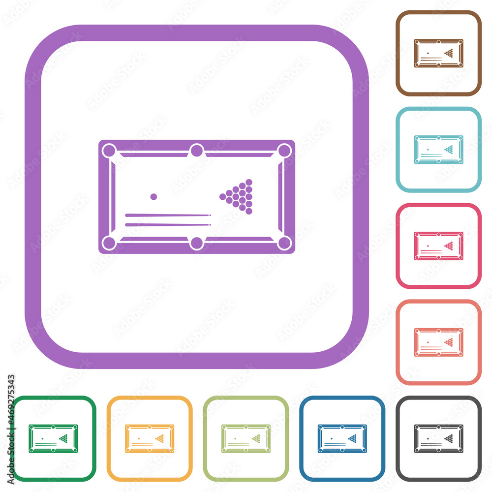 Billiard game with balls and cues simple icons Billiard game with balls and cues simple icons