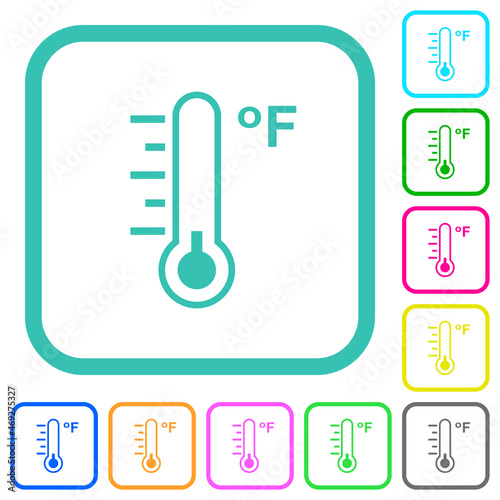 Fahrenheit thermometer cold temperature vivid colored flat icons