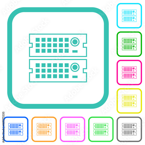 Rack servers outline vivid colored flat icons