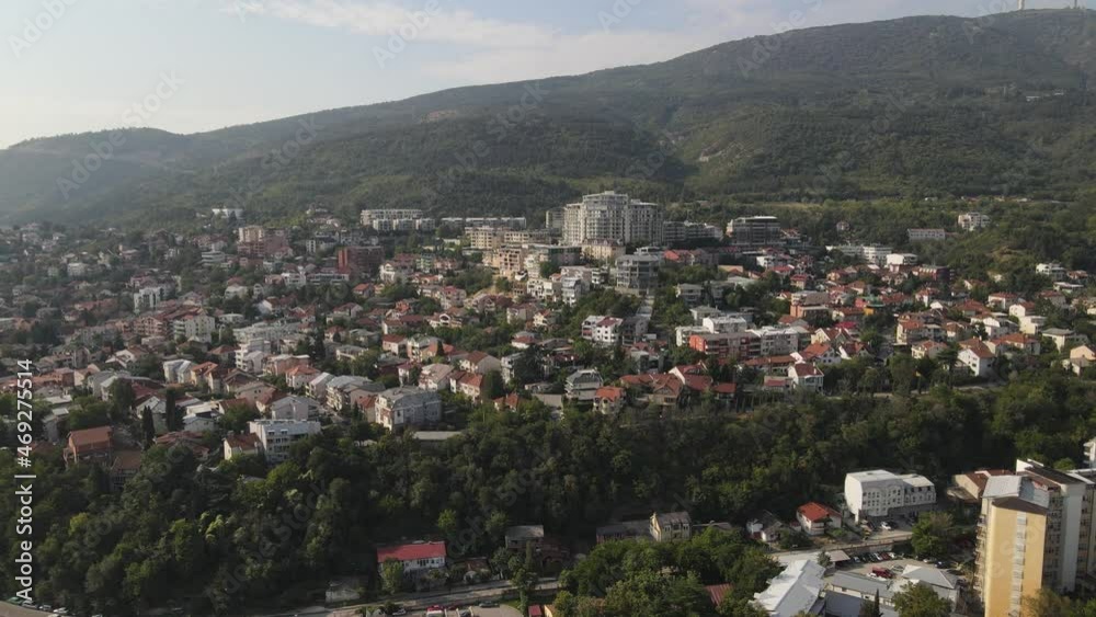 Skopje, North Macedonia. Aerial View of Hillside Residential Neighborhood Skopje, North Macedonia. Aerial View of Hillside Residential Neighborhood