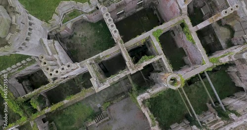 Duckett's Grove castle ruins bird's eye drone shot photo