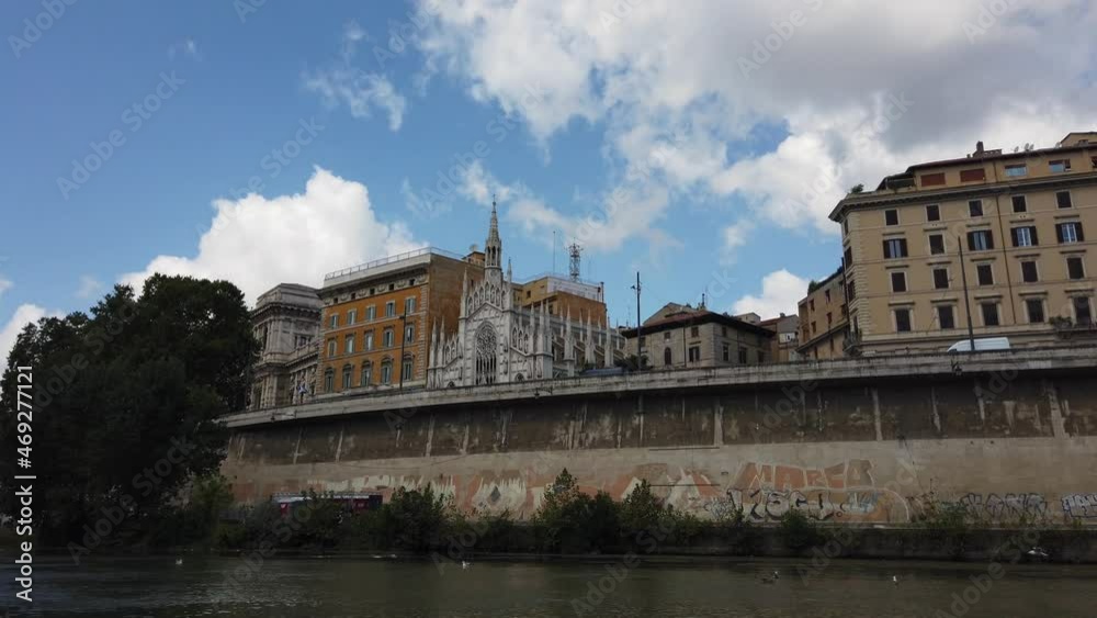 A boat ride on the Tevere.Il river of Rome a beautiful landscape A boat ride on the Tevere.Il river of Rome a beautiful landscape