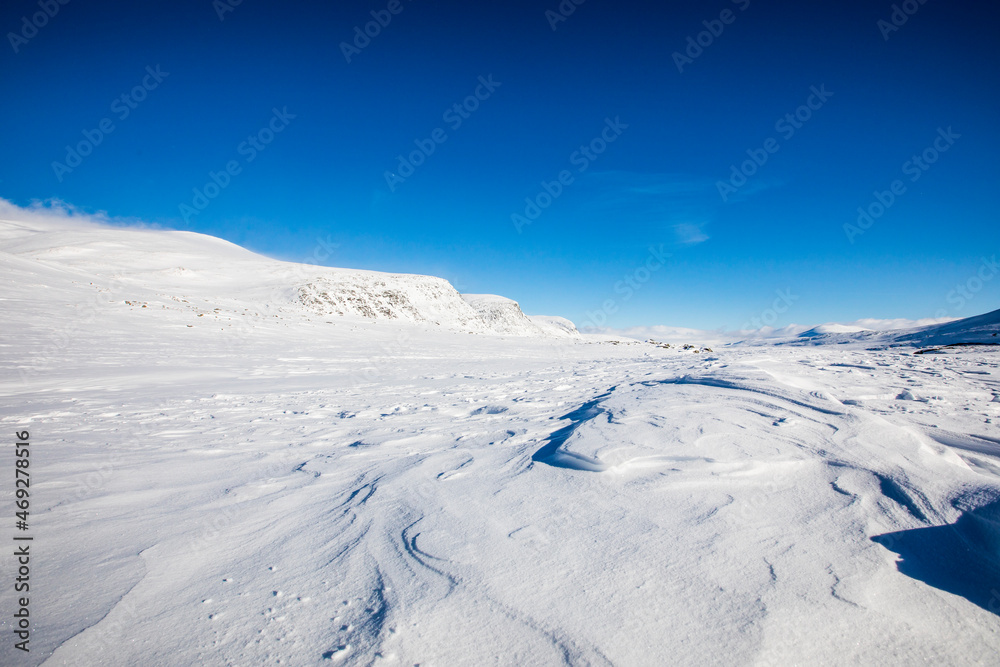 Winter landscape in Dovrefjell National Park, Norway